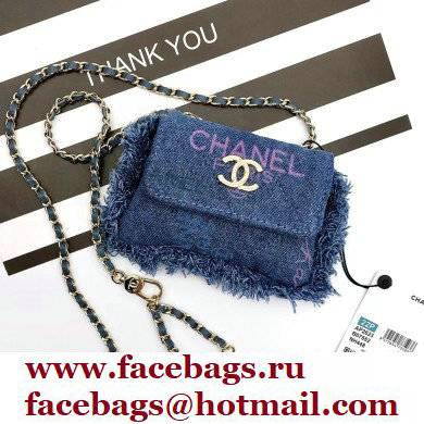Chanel Printed Denim & Gold-Tone Metal Blue & Multicolor belt bag AP2623